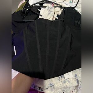 Black Structured Strapless Bustier Top